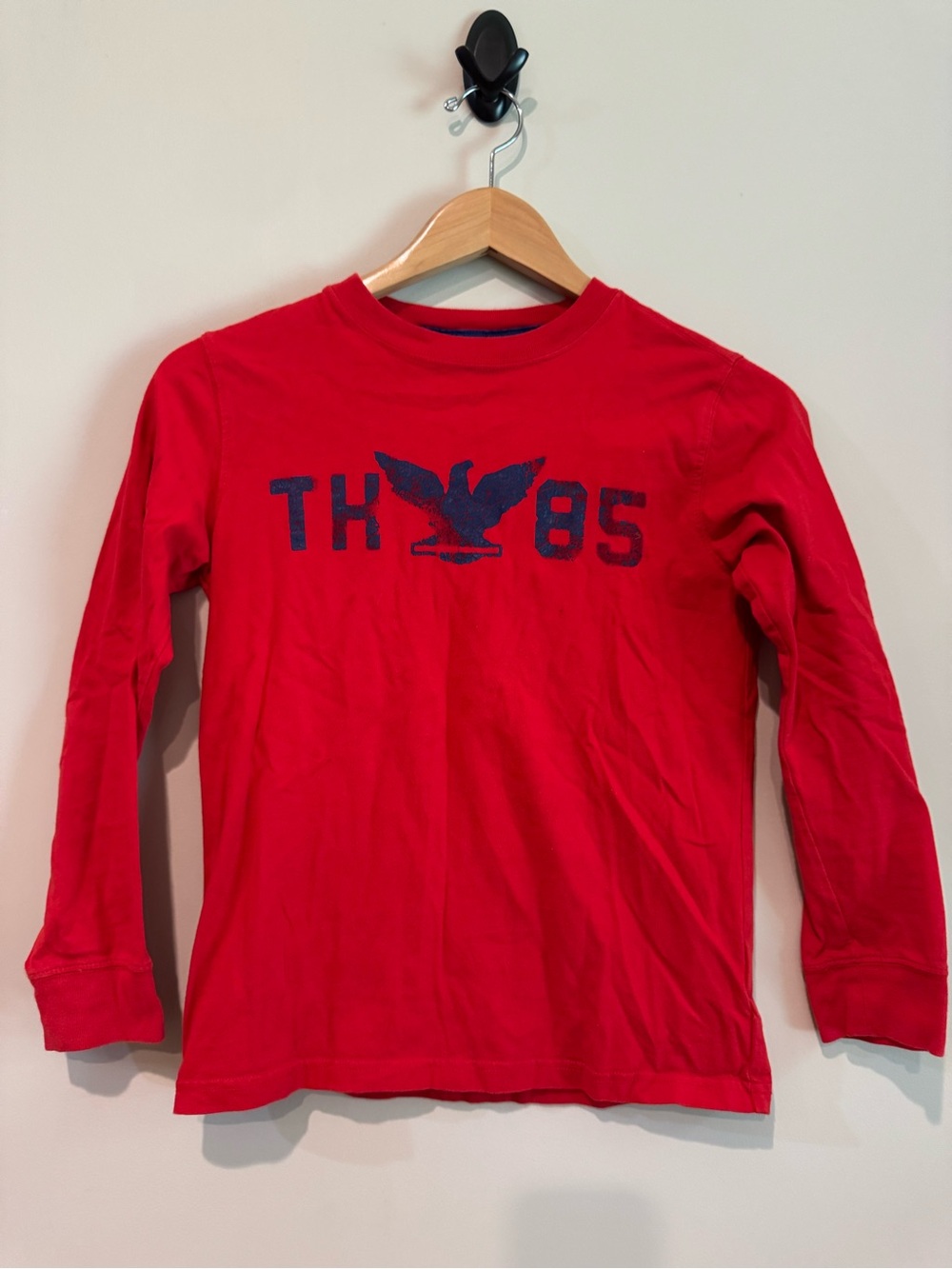 Tommy Hilfiger Red Long-Sleeve Tee with Navy Logo